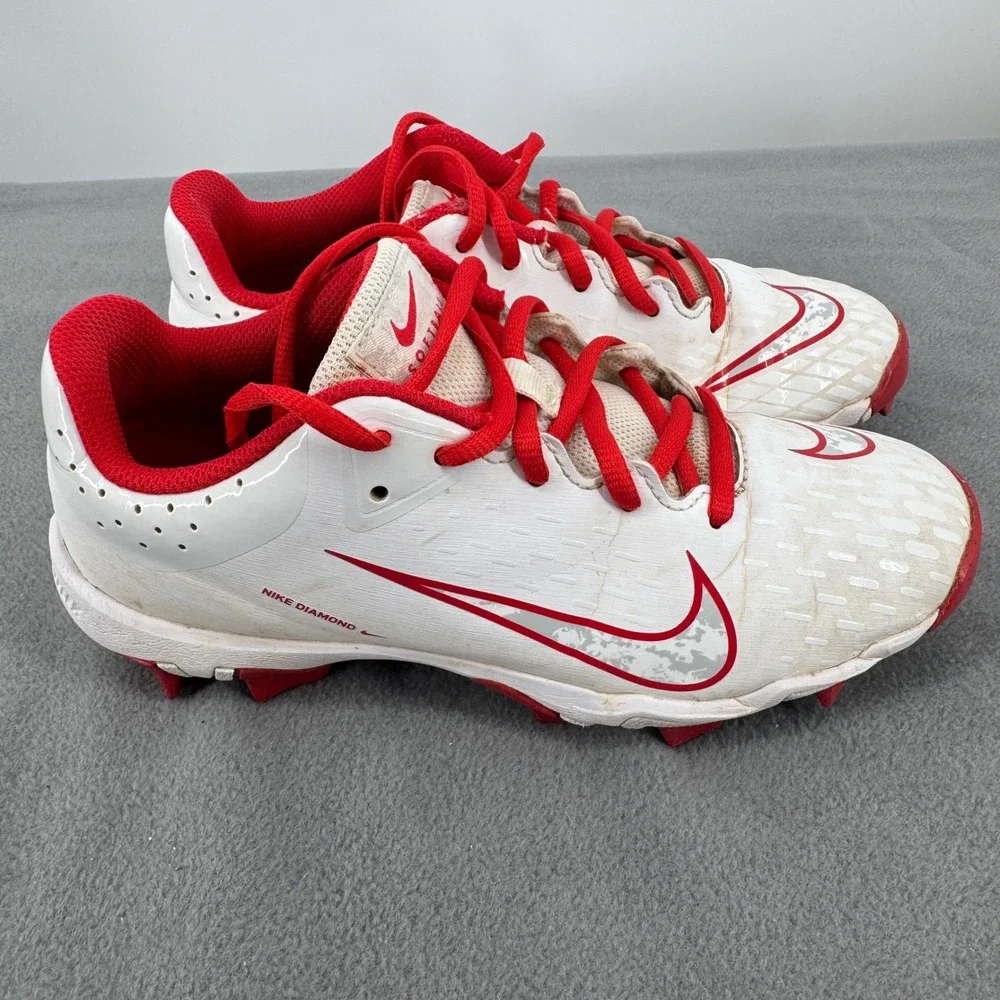 Nike Hyperdiamond 4 Keystone Softball Cleats Youth 3Y White Red FZ0919-104